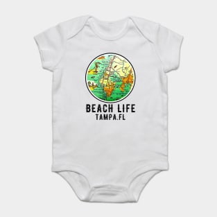 Tampa Bay Florida Vintage retro Old Map Beach Life Baby Bodysuit